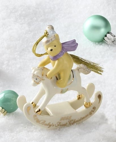 Lenox Ornament, 2025 Winnie The Pooh Babys 1st Christmas Ornament, Porcelain with Gold Accents and Hanging Cord for Tree Decoration, Christmas Decorations, Winter Ornaments, Winter Decor (1 Piece) thumbnail 4