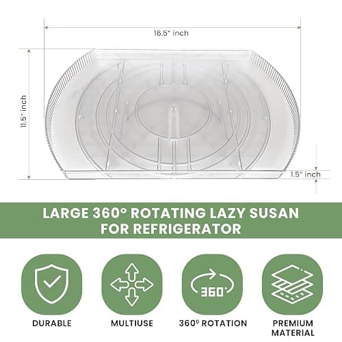NOSTALGIQ Square Lazy Susan - Refrigerator Lazy Susan Organizer - Rotating Fridge Organizer 16.5x11in thumbnail 3