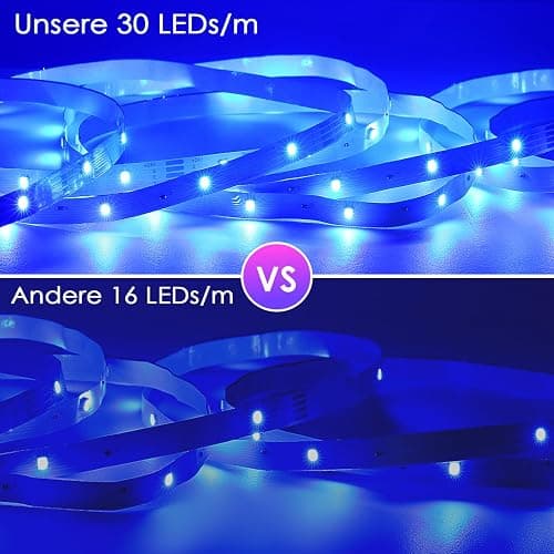 HOVVIDA LED Strip 5M, 30 LEDs/Meter, 1x5M, 150 LED, RGB LED Streifen, APP und Fernbedienung, Musikmodus, Timing-Modus, LED für Zimmer, Wohnzimmer, Küche, Schlafzimmer, Bar, Party thumbnail 3
