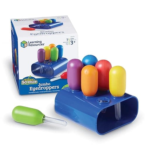 Learning Resources Jumbo Eyedroppers - Science Experiments for Kids, Sensory Water Table Toys, Toddler Tools, Preschool STEM, Fine Motor Skills Toys, Droppers for Kids, Craft Materials, Water Dropper - Image 1
