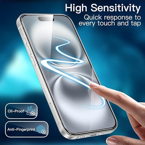 JETech Screen Protector for iPhone 16 6.1-Inch, Tempered Glass Film with Easy Installation Tool, Case-Friendly, HD Clear, 2-Pack thumbnail 6