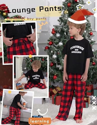 Ekouaer Boys 3 Pack Plaid Lounge Pants with 2 Pockets thumbnail 5