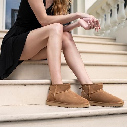 riemot Classic Ankle Boots for Women Genui|ne Suede Faux Fur Lining Memory Foam Insoles Winter Mini Snow Boot Outdoor Lightweight Non-Slip Thermal Shoes Cozy Warm Slip On Booties Chestnut US 6-11 thumbnail 2