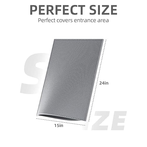 ESTHELLO Cat Litter Mat, Cat Litter Trapping Mat, Honeycomb Double Layer Design, Easy to Clean,Washable (24’’ x 15’’ Gray thumbnail 2