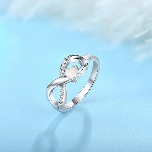 STARCHENIE Infinity Promise Ring 925 Sterling Silver Angel Wings Heart Ring for Women Size 5-10 thumbnail 4