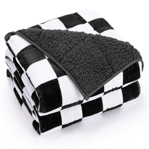 Cottonblue Weighted Blanket for Adults Queen Size 15lbs, Soft Sherpa Flannel Checkered Weighted Blankets, Fluffy Fuzzy Fleece Bed Heavy Blankets for Calming and Relax, Plaid Black, 60" x 80" thumbnail 9