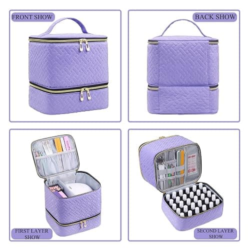 RZMAYIS Nail Polish Organizer, Nail Polish Storage Holds 30 Bottles & Nail Lamp, Double Layer Nail Bag Organizer Case, Portable Nail Polish Holder for Nail Tech Travel & Manicure Kit thumbnail 6