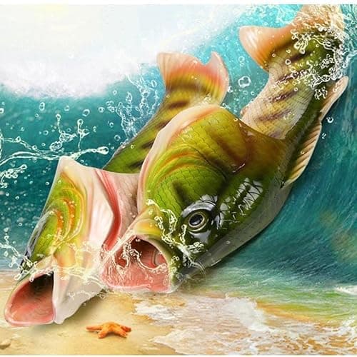 BING RUI CO Fish Slippers Beach Shoes Non-Slip Sandals Creative Bass Slippers Men and Women Casual Shoe thumbnail 2