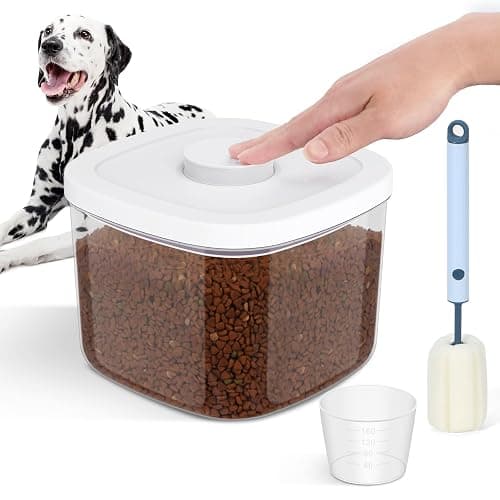 LEAWALK 5-8Lbs/5.28Qt/5L Airtight Dog Cat Food Storage Container and Pet Storage Bin BPA-Free. PET Clear Stackable Dog Treat Containers for Pet Food/Rice/Dry/Cereals/Flour/Sugar/Bread, etc (Medium - Image 1