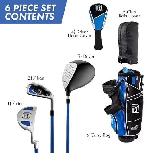 PGA Tour Youth Golf Club Set for Ages 8-12 (4’8”-5’2”) and 12+ (5’2”+), Right and Left-Handed Kids Golf Sets – Beginner Junior Golf Clubs with Lightweight Stand Bag, Mallet Putter, Hybrid, Driver thumbnail 2
