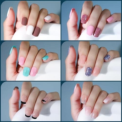 FANDAMEI Press on Nails, 24 Colors 576PCS Press on Nails Short Square Matte Glossy. Glitter Nails Short Round. Natural Fit Lightweight Fake Nails Natural for Nail Art thumbnail 7