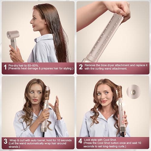 Mythsight StyleVibe 6-in-1 Air Styler with Hair Dryer & Auto-Wrap Curl L/R | Blow Dryer Brush, Thermal Brush and Straightener Brush For Fast Drying, Curls, Volumizing, Smooth Blowouts and Frizz Control thumbnail 8