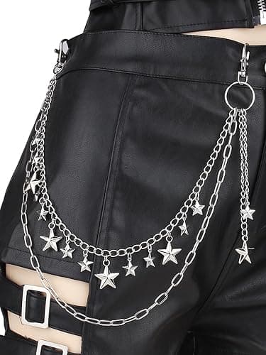 QWALIT Y2K Star Pants Chain for Men Jean Chains for Women Pocket Chain for Pants Biker Hip Punk Chains Y2K Jewelry for Women Accessory Silver Trendy Fashion for Music Festival Concert Cosplay thumbnail 3
