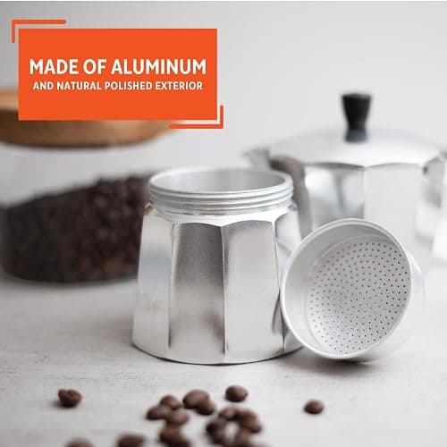 Aluminum Stovetop 6-cup Espresso Maker (B120-43V), Silver thumbnail 5