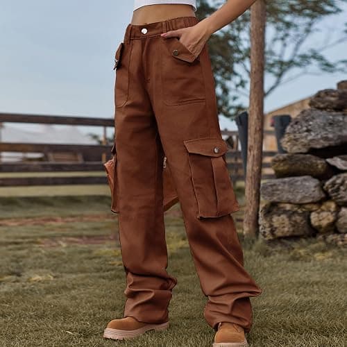 Cargo Pants Womens Jeans Parachute Loose Fit Wide Leg Pants Fashion Y2K Sweatpants Workout Athletic High Waisted Pants thumbnail 2
