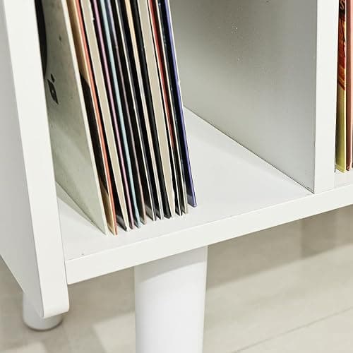 Record Player Stand with Vinyl Storage Holds Up to 300lb, Large Record Player Table Cabinet for Album Storage with Holder Vinyl Display Shelf, Wood Turntable Stand for Bedroom Living Room (White) thumbnail 4