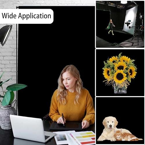 Black Photo Backdrop for Photoshoot, Black Photography Backdrop for Portraits, Fabric Background for Product Photography and Video Creation 10FTx10FT thumbnail 2