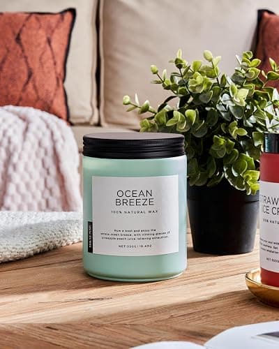 M&SENSE Duftkerzen Meeresbrise,550g 110 Stunden Brenndauer DuftKerze im Glas 2 Docht mit Deckel, Ananas & Mango natürliche Sojakerzen für Zuhause, Aromatherapie Geschenkkerze für Frauen/Männer thumbnail 6