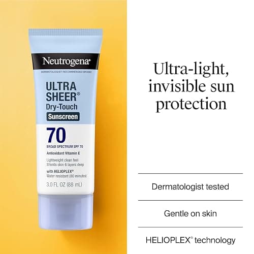 Neutrogena Ultra Sheer Dry-Touch Sunscreen Lotion SPF 70, Broad Spectrum, Water Resistant 80 Min, Oil-Free, Oxybenzone-Free, Non-Comedogenic, Matte Finish, Body Sunscreen, Travel Size 3 Fl Oz thumbnail 3