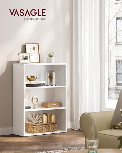 VASAGLE CUSTOS Collection - Bookshelf, 3-Tier Bookcase, Book Shelf, Open Storage Shelf, 9.4 x 23.6 x 32 Inches, for Living Room, Home Office, Dinning Room, Cloud White ULBC163T14 thumbnail 2
