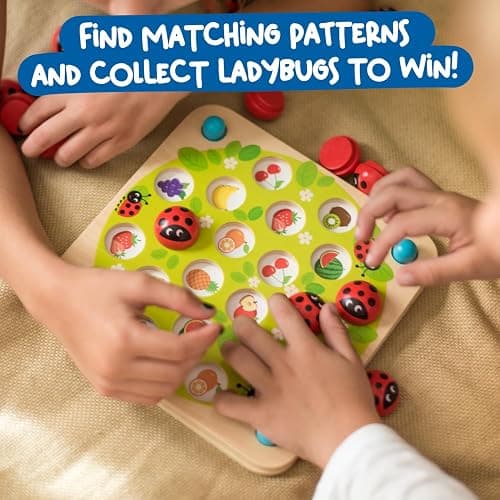 Nene Toys Ladybug’s Garden Memory Game – Wooden Matching Games for Toddlers 3-5 – Travel Toy for Boys Girls, Road Trip Essentials for Toddler, Airplane, Car - Ideal Christmas, Birthday Gifts thumbnail 4