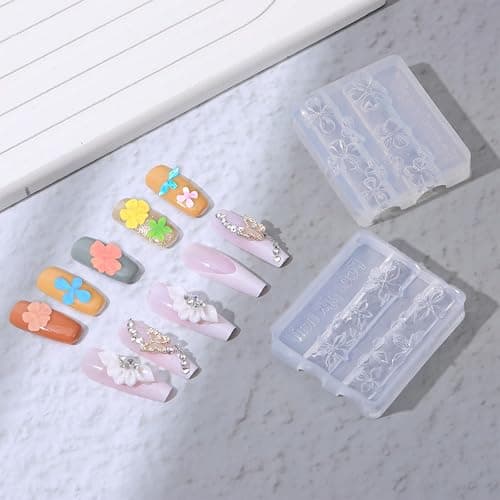 2Pcs Silicone Nail Art Molds with Carving Pen Clear Flowers Modeling Template Nail Molds Silicone Nail Tools DIY Nail Supplies for Manicure Decorations thumbnail 6
