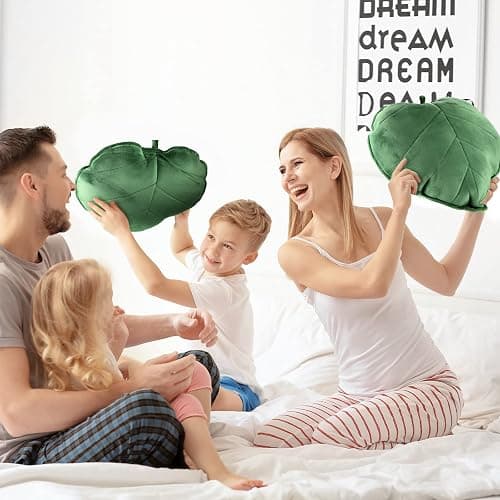 Yookeer 2 Pcs Leaf Shaped Throw Pillow 3D Leaves Plant Decorative Throw Pillows for Couch Living Room Bedroom Sofa Home Decoration, 16 x 16 Inch(Dark Green) thumbnail 6