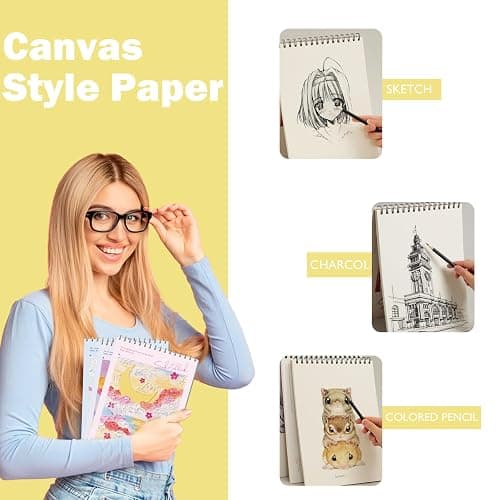 Cute Sketchbook with Blue Cover 8 x 11.5 - Sketchbook for Drawing Spiral Bound, 45 Sheets (90 Pages) 68lb/100gsm Sketch Pad - Sketch Book Ideal for Artists, Adults & Beginners (Blue) thumbnail 4