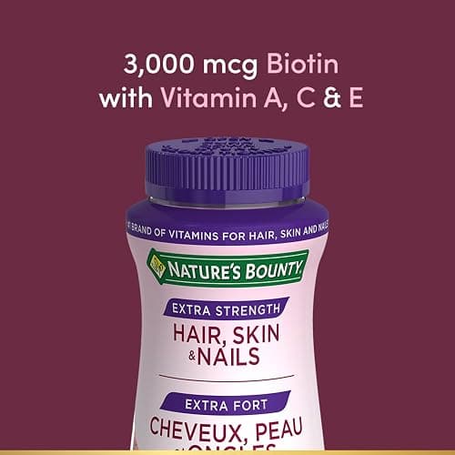 NATURE'S BOUNTY Extra Strength Hair, Skin & Nails, Gummies, Helps to Maintain Health of Hair & Skin, Promotes Thicker, Healthier Nails & Stronger Thicker Hair, Strawberry Cream Flavour, 200 g thumbnail 5
