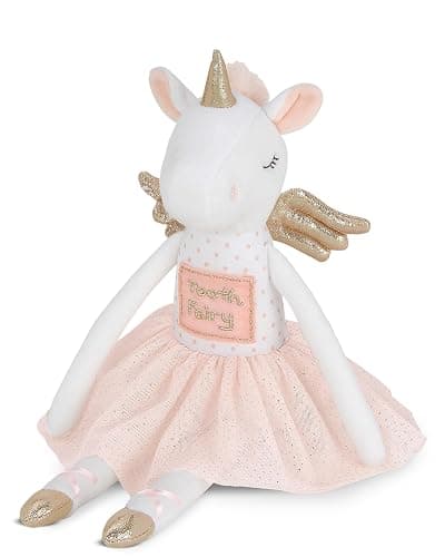Bearington Collection Tooth Fairy Tooth Holder Plush Pillow for Girls – Hanging Doll for Bed, Door, Nightstand - Unicorn Twinkles 14" - Image 1
