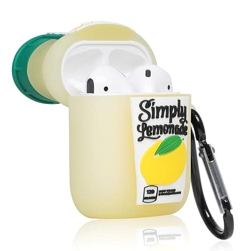 Oqplog for Airpod 2/1 Case - Yellow Lemonade, Food Design Cute 3D Cartoon Funny Kawaii for Airpods 1st 2nd Soft Silicone Cover Fashion Cool Fun Stylish Air Pods Cases for Girls Women Boys Girly Teen thumbnail 3