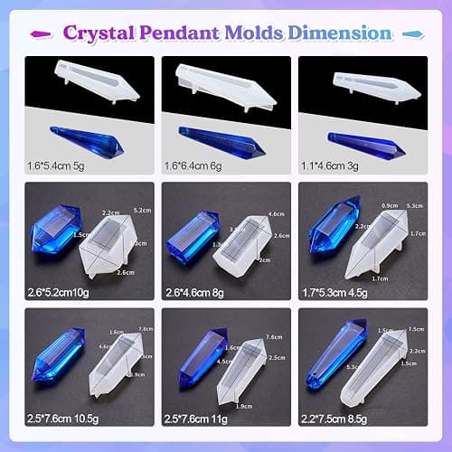 LET'S RESIN Resin Molds 18Pcs Pendulum Crystal Silicone Molds,Multi-Facet UV Resin Jewelry Molds for Quartz Crystals Pendants, Necklace thumbnail 2