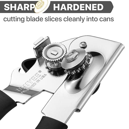 Can Opener Manual Heavy Duty, UHIYEE Hand Held Can Openers for Seniors with Comfort Grip Sharp Blade, Solid Steel Hand Manual Can Open with Magnet for Kitchen Camping, Black thumbnail 3