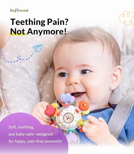 Baby Montessori Rattle & Teething Toys - Safe, Multi-Functional BPA-Free Silicone Sensory Learning Teether Baby Toys for Infant 0-12 Months Teething Relief & Fun Play Perfect Baby Gift for Boys Girls thumbnail 2