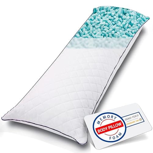 1 MIDDLE ONE Body Pillow, Memory Foam Body Pillows for Adults Sleeping, Long Pillow for Bed, Big Large Firm Full Body Pillow for Side Sleeper, 20x54 Inch, White - Image 1