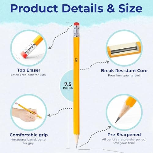 Rosmonde 210 Pack Pre Sharpened Pencils #2, Pencils With Top Erasers, Bulk School & Teacher Supplies, #2 HB, Pre Sharpened for Easy Use, Easy Hold Grip, Bulk Classroom & Office Supplies thumbnail 3