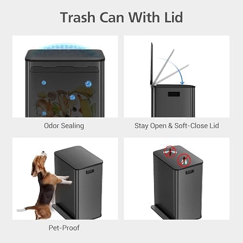 GarveeHome 60 L/16 gal Kitchen Trash Can,2×8 gal Pedal Trash Bin with Removable Baskets,Stainless Steel Garbage Can for Kitchen Office Restaurant School Hospital thumbnail 4