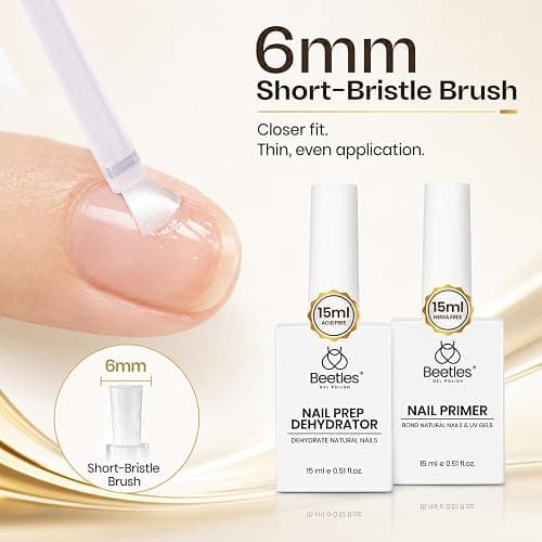 Beetles Nail Dehydrator and Primer Set, 2Pcs 15ml, HEMA-Free | Acid-Free Natural Nail Prep with Fast-Dry Dehydrator and Bond Primer for UV Gel Nails and Professional Salon Use thumbnail 4