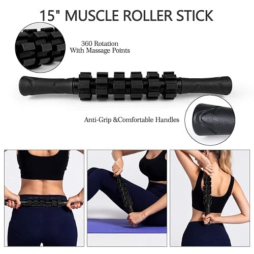 JOYENERGY 5 in 1 Foam Roller Set High Density Foam Roller Patented, Massage Stick, Massage Ball, Resistance Band for Deep Muscle Massage Pilates Yoga, Fitness for Trigger Point Release thumbnail 3