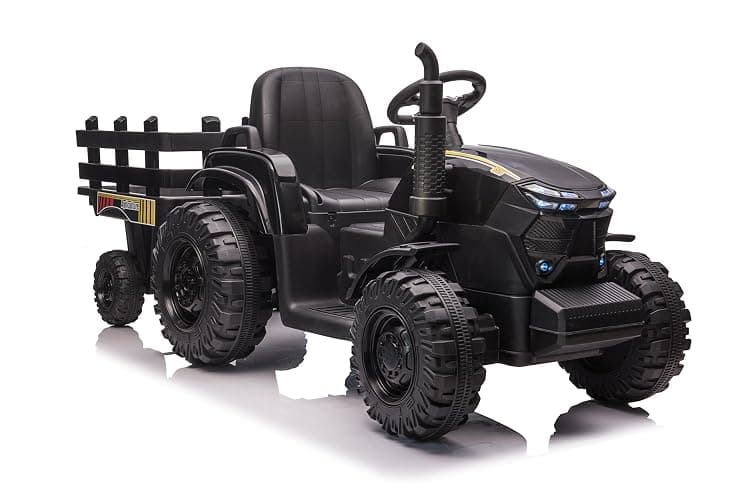 Kids Electric Ride On Tractor, 12v Battery-Powered 4 Wheels Ride On Car with Trailer, 35W Dual Motors/3-Gear-Shift/LED Lights/USB for Toddlers 3-6 Boys/Girls thumbnail 9