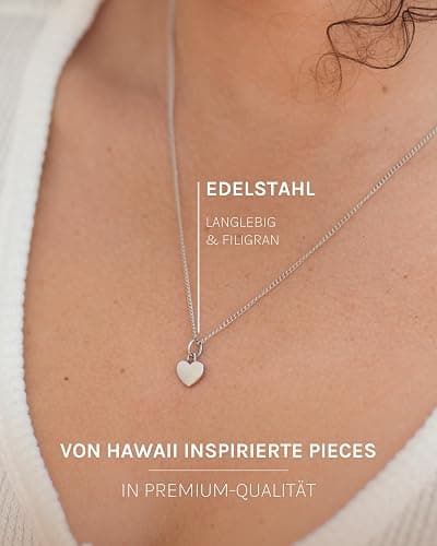 Purelei® Heart Charm Kette Damen – Halskette Damen aus langlebigem Edelstahl – Wasserfeste Kette – 50-55 cm Länge verstellbar – Halskette für deinen individuellen Look thumbnail 3