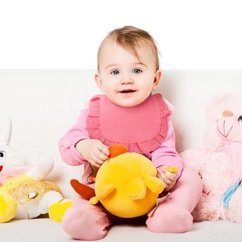 Seematn 10 Pcs Baby Muslin Bibs Drool Bibs Bandana Ruffle Soft Cotton for Newborn Baby Infants Girl Teething Toddlers Boy(Retro Colors) thumbnail 2