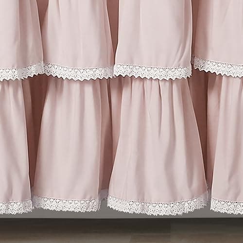 Lush Decor Lace Ruffle Shower Curtain Single 72" W x 72" L Blush - Pink Shower Curtains for Bathroom - Ruffle Bathroom Curtain - Coquette Bathroom Decor thumbnail 4