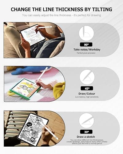 Apple Stylus Pen for iPad Pro/Air/Mini, Compatible with iPad 2018-2025, Fully Charged in 13 Mins, Palm Rejection, Magnetic, Sensitive thumbnail 4