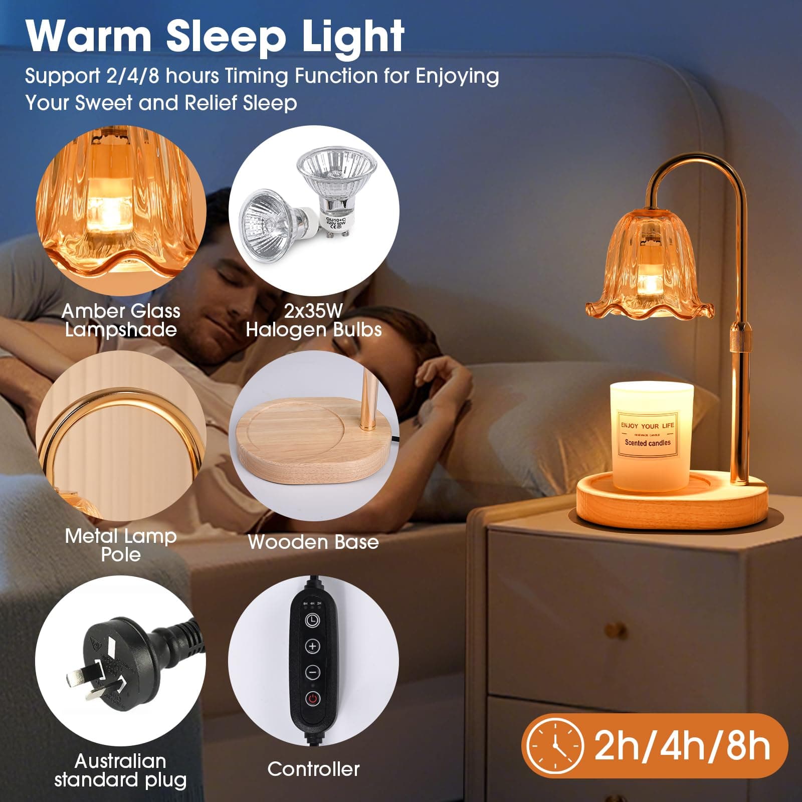 Adjustable Candle Warmer Lamp with Timer & Dimmer, Vintage Home Decor for Scented Jar Candles - Adjustable Height, Safe Melting Tech, Ideal Women/Men, New Home Bedroom Essential thumbnail 5