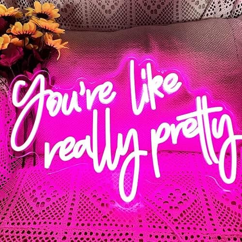 DAKABUKA You Are Like Really Pretty Neon Sign Pink Room Decor LED Neon Signs Wall Decor For Bedroom Bachelorette Party Teen Girls Room With Dimmable Switch USB Power(16.9 * 10.6inches) - Image 1