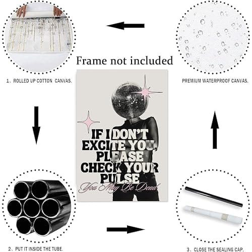 Vintage Pink Canvas Wall Art Set of 3 Funky Hot Girl Pictures You Look So Good Poster Preppy Trendy Paintings Home Wall Decor Aesthetic Disco Ball Bar Cart Prints for Apartment Dorm (12x16in) Unframed thumbnail 5
