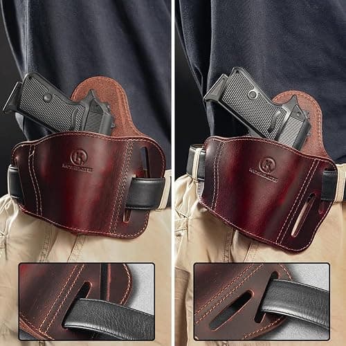 Kosibate 1911 Holster OWB, Leather Pancake Holster Fits All 1911 Style Handguns - Colt 1911 - Sig Sauer - Remington - Ruger & More thumbnail 4