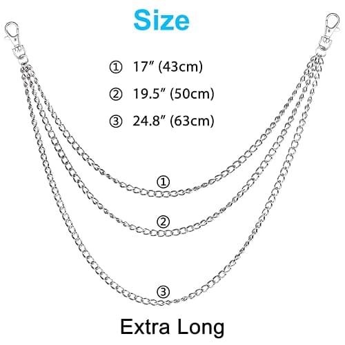 Wisdompro Pants Chain, Heavy Duty Belt Loop Chain Hip Hop Punk Trousers Jeans Chains with Lobster Clasps for Men and Women thumbnail 2