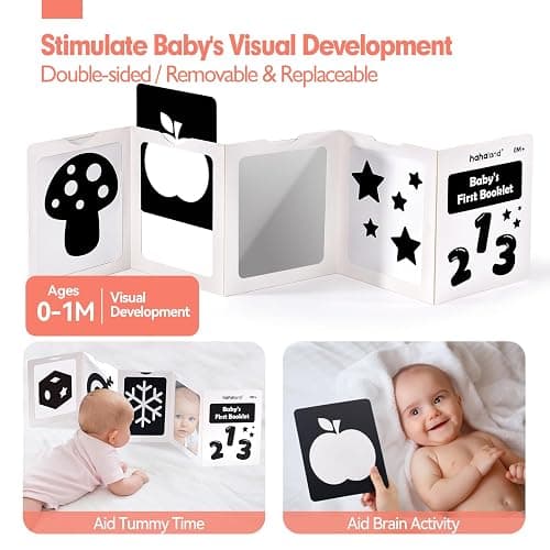 hahaland Juguetes Bebes 0-3 Meses - Blanco y Negro Sensorial Juguetes para Bebes 0 3 6 Meses, Tummy Time Juegos de Estimulación Regalos Bebe 0-6 Meses 30 Piezas Set thumbnail 3